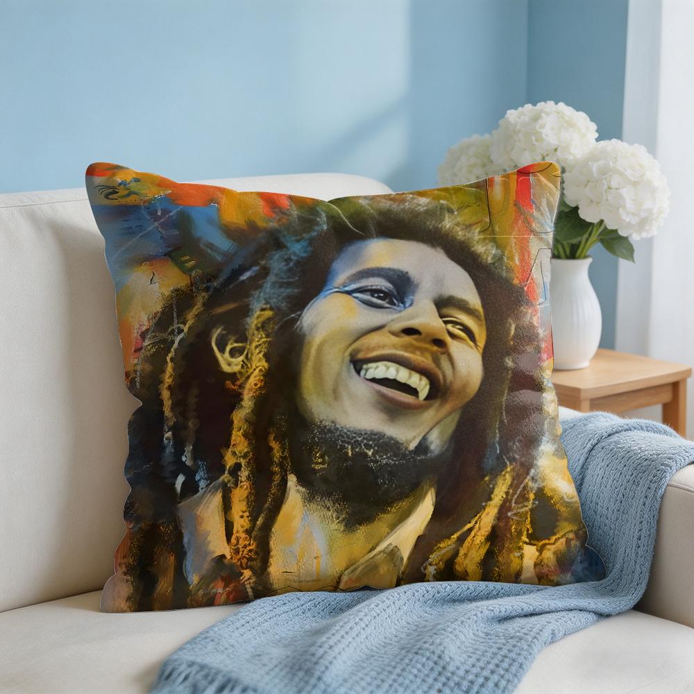 Singer Bob MMarley Cushion Cover Square Pillow Bedroom Sofa Leisure Comfort Living Room Home Decoration X