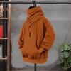 Men Winter Hoodie High Collar Neck Protection Hooded Pullover Long Sleeves with Big Pocket Elastic Cuffs And Hem Loose Daily Sport Top