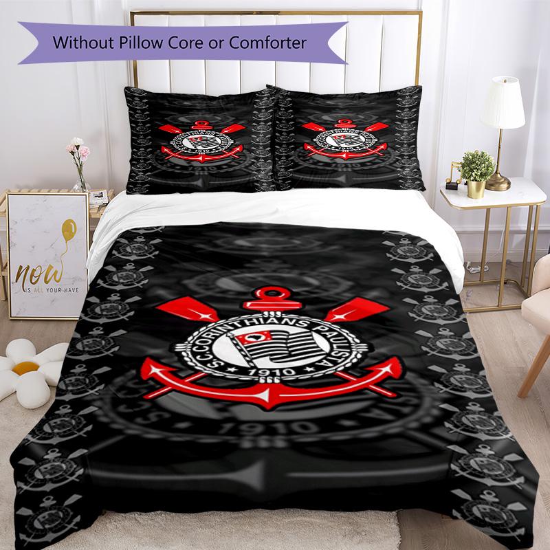 Sport Club Football Crest Printed Pattern Duvet Cover Set – includes 1 duvet cover and 2 matching pillowcases Bedroom decor Christmas gifts