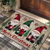 Cartoon Christmas Knit-Style Non-Slip Velvet Floor Mat: Dirt-Resistant Bathroom or Entrance Decor