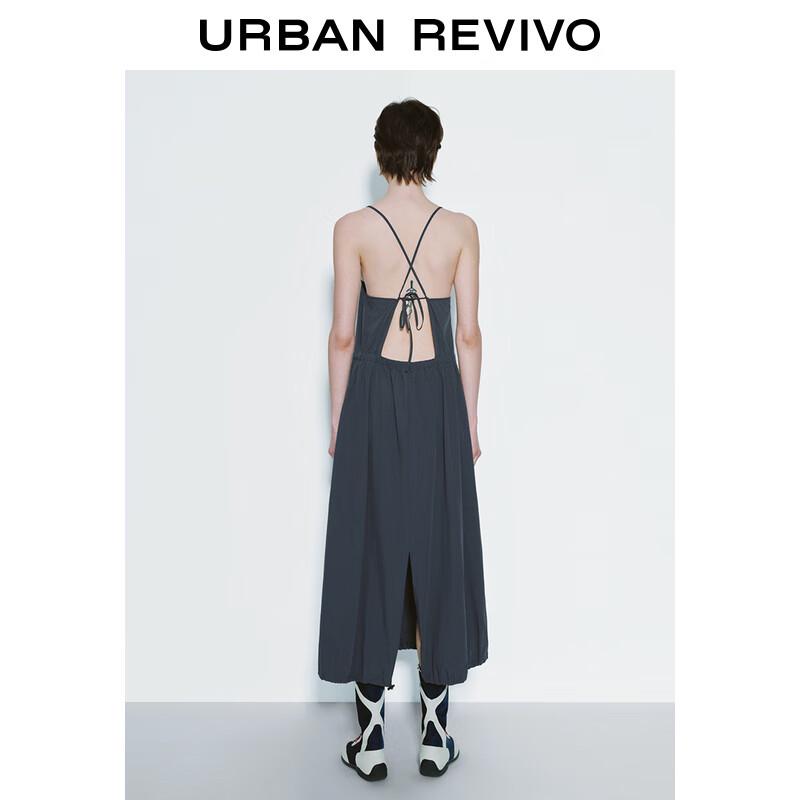 UR Women's Drawstring Cross Strap Slit Back Dress