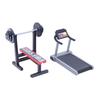 Miniaturowy Sprzęt Fitness Mini Bieżnia Maszyna do Biegania Ławka do Wyciskania Sztanga Zabawka Miniaturowy Model Sprzętu Siłowni Akcesoria do Dekoracji Domku dla Lalek 1/12