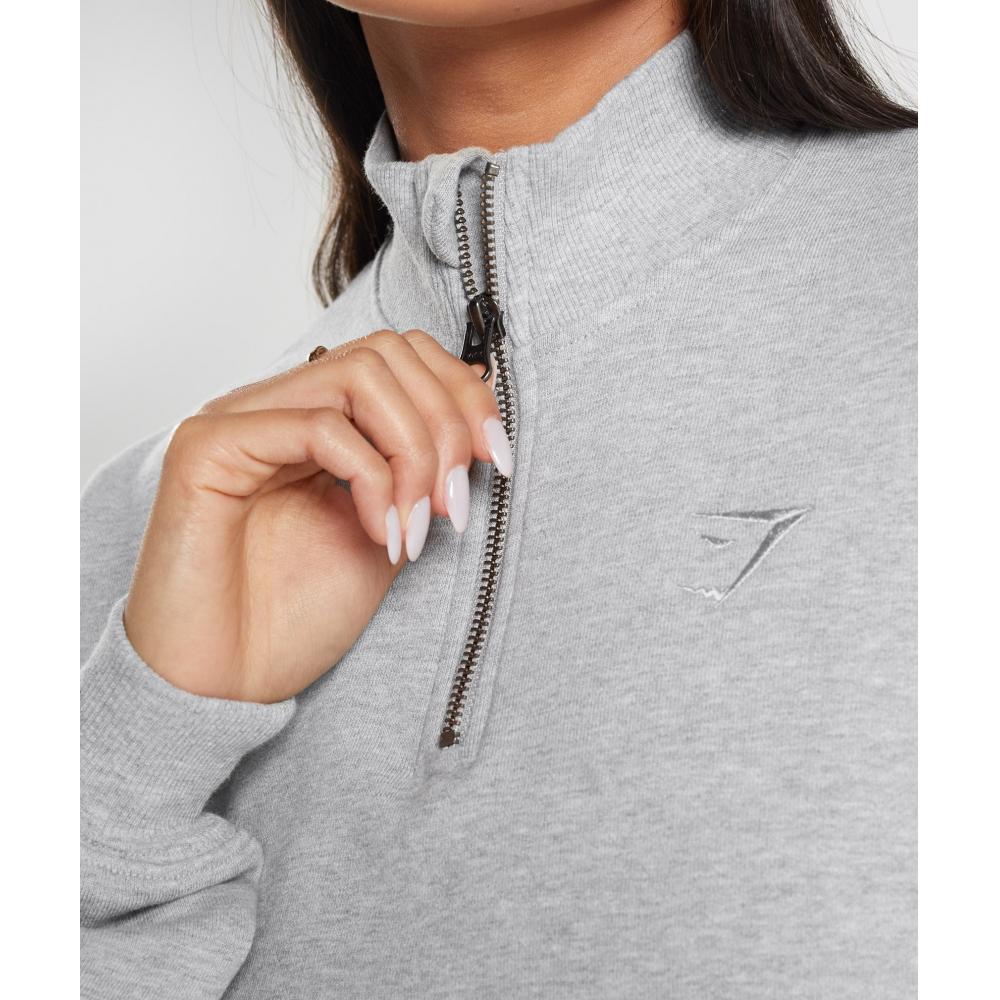 Gymshark Rest Day Sweats 1 2 Zip Pullover Light Grey Core Marl B3a9j Gbcn