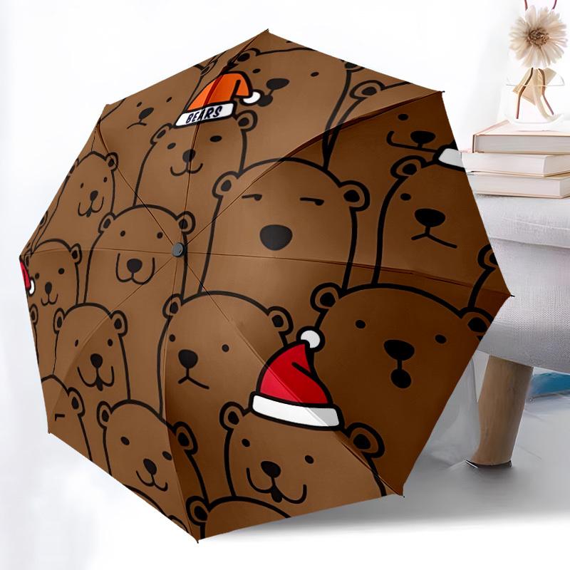 1pc Bears Christmas Hat Automatic Open/Close Umbrella, Portable Folding umbrella for Everyday Use yy250826087