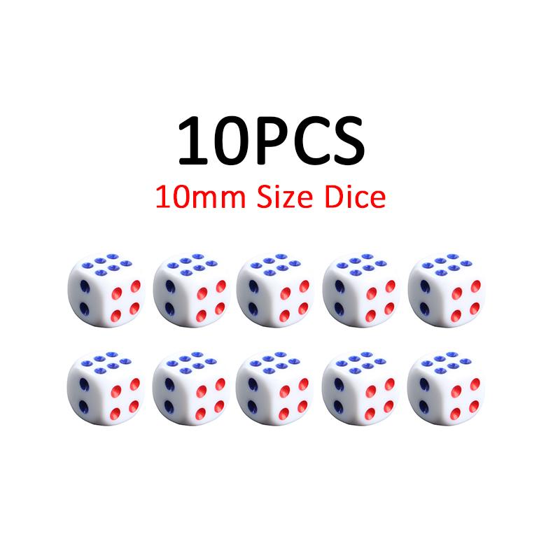 

10-40PCS/Pack Dice 10mm Size Six Sided Red Blue Dots Dice Classic White Background Dice Suitable for Bar KTV Party Game Prop ZYF