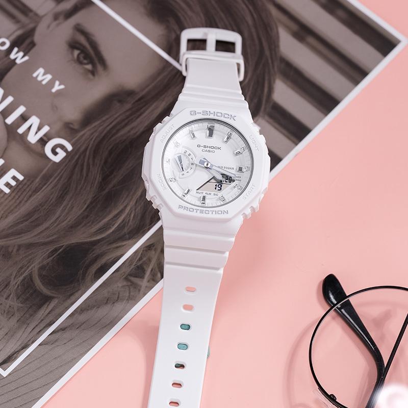 Casio G-Shock Fashion Quartz Watch Resin Strap White Dial Women Watches GMA-S2100-7APR