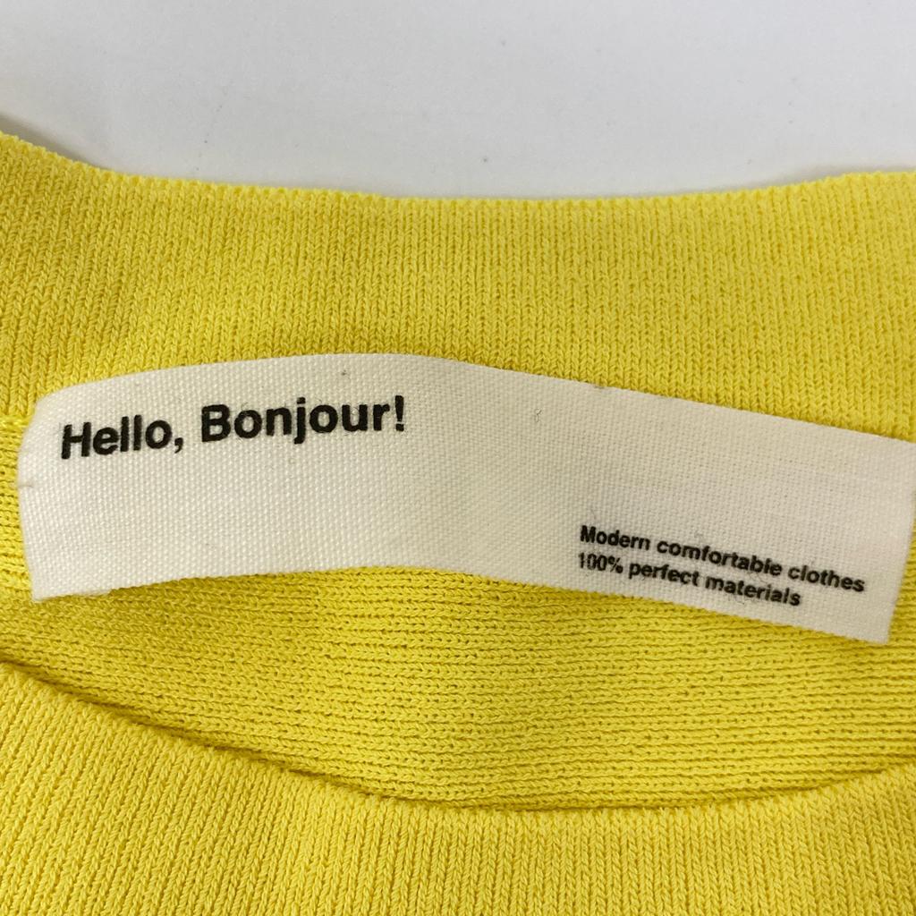 L'Appartement 22Stainless Steel Yellow Crew Neck Short Sleeve Knit Pullover Tops Not Written yellowUsed