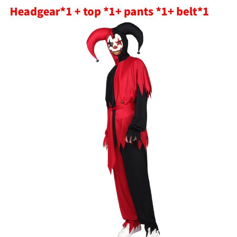 Set Costume Clown Horror di Halloween in Tessuto Poliestere per Cosplay e Feste a Tema