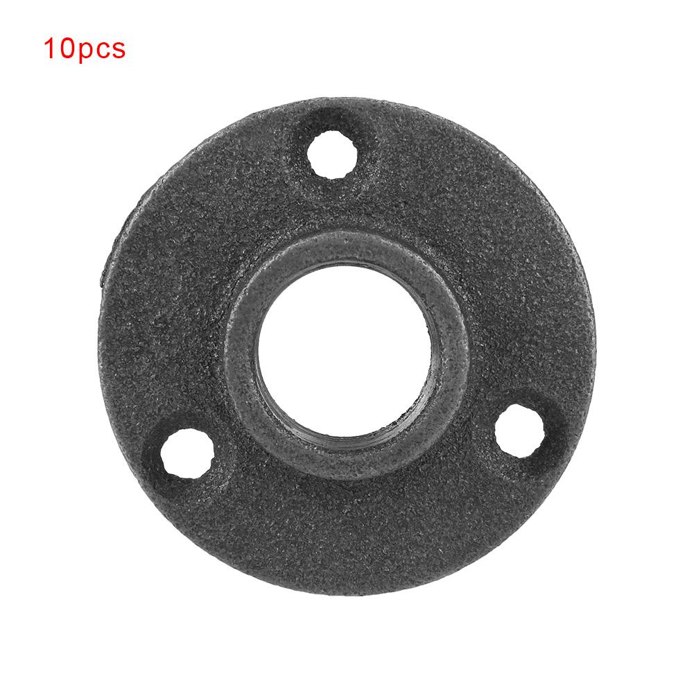 10 Piezas Brida de Piso de Hierro Maleable Negra   Accesorio Roscado Tubería Brida de Pared Antigua(DN15,1Celsius2 )