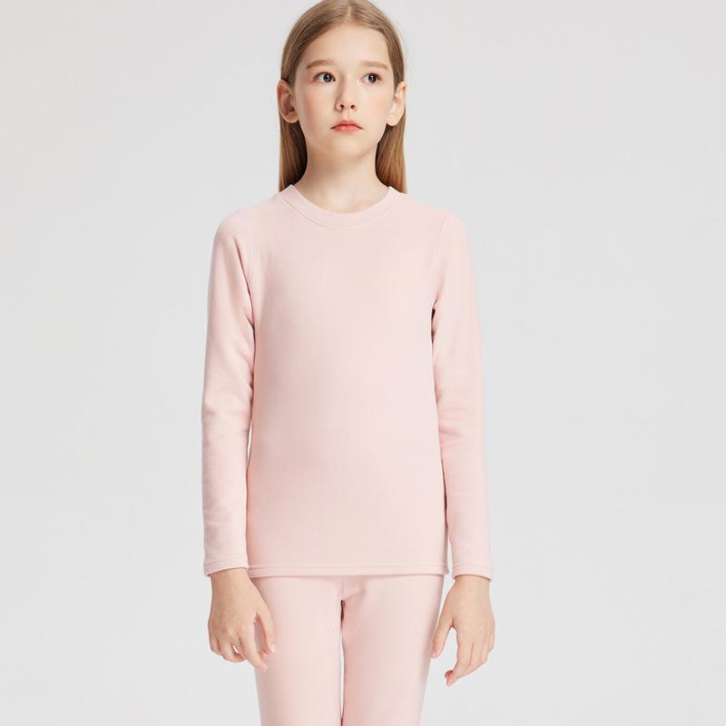 

Детский комплект термобелья из кашемира и шелка для мальчиков и девочек - осенне-зимний топ с круглым вырезом и штаны 130