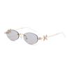 Jennie Style Frameless Oval Sunglasses with Rhinestones & Anti-Blue Light Lenses