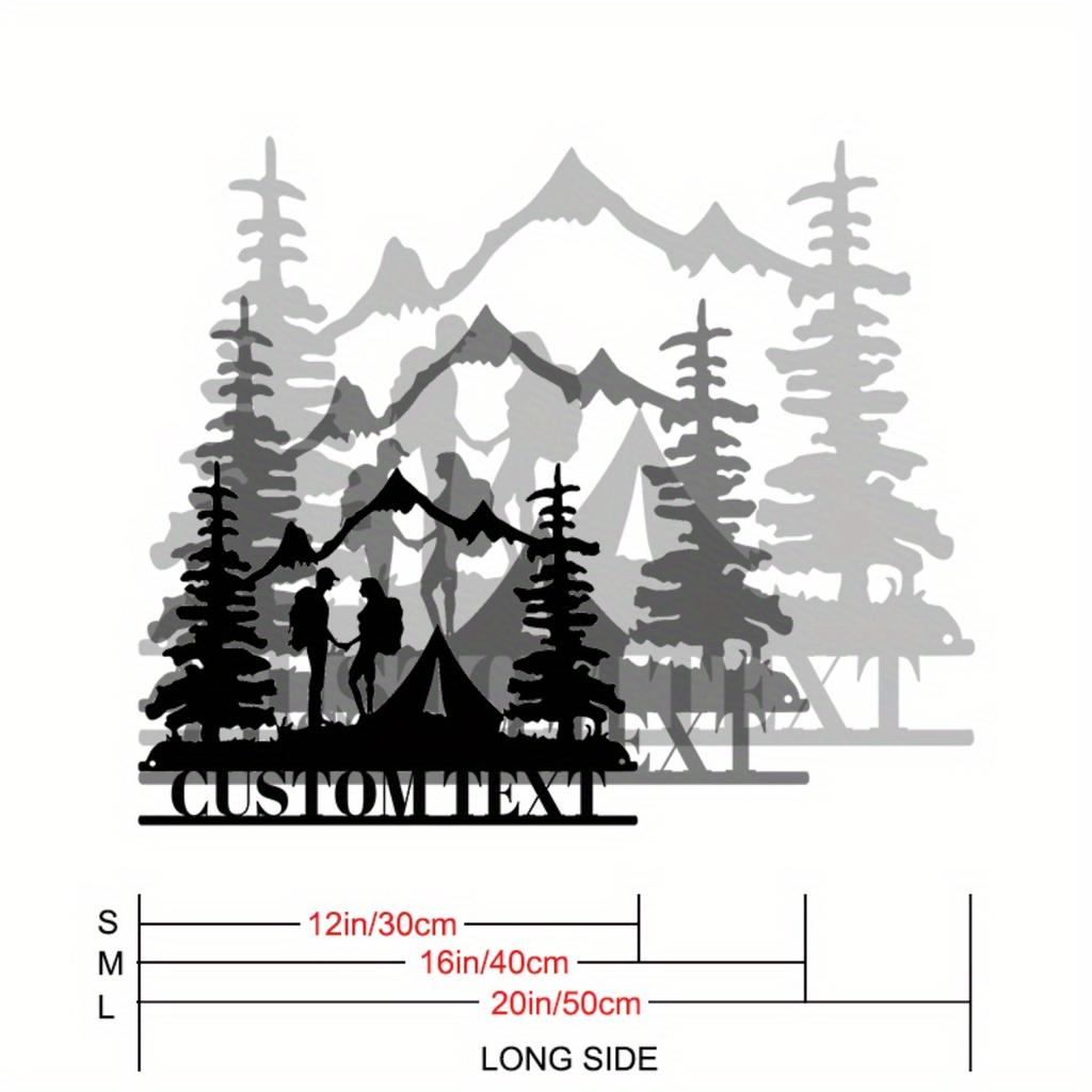 Personalized Mountain Camping Metal Wall Art Custom Iron Sign Couple Silhouette Unique Gift Hikers Backpackers