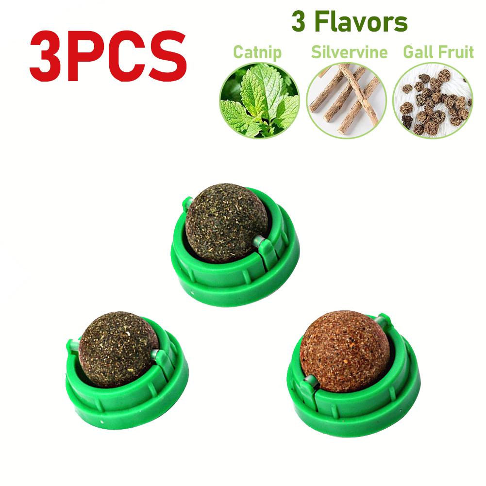 

3-30 шт. Игрушки для кошек с кошачьей мятой, Вращающийся шарик с кошачьей мятой для лизания на стену, 3 вкуса, Освежают дыхание, Удаляют комки шерсти, Лакомства, Зоотовары