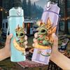 1PC Cute Green Baby Dragon 750ml Color Plastic Sports Water Bottle Leakproof Flip Straw Lid Suitable for Sports Office Home Use