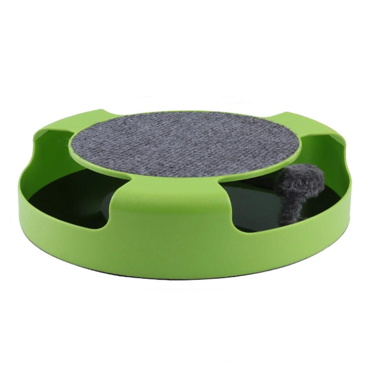 

Cat Interactive Disk Mice with Cat Scratching Mat Anti-slip Bottom Rolling Mouse Disk Indoor Automatic Pet Supplies зелёный