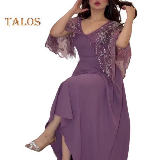 

Женское вечернее платье трапециевидной формы, шаль с цветочной вышивкой, сплошной цвет, большой подол, без рукавов, элегантный стиль, платье макси для выпускного вечера, бальное платье 2XL фиолетовый