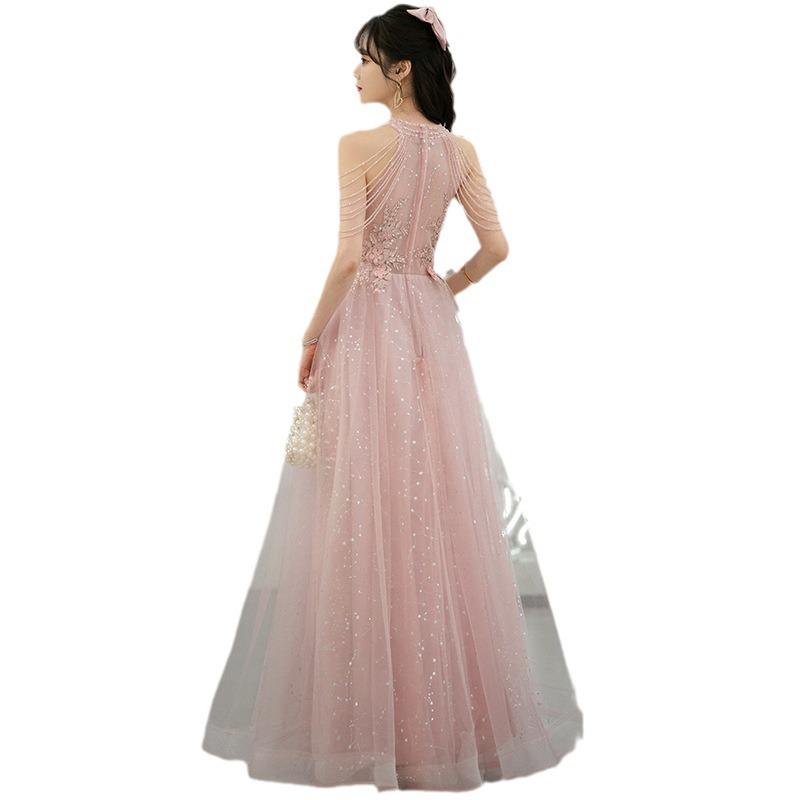 2026 Spring Pink Evening Gown for Women - Socialite, Banquet, Bridesmaid, Engagement, Birthday, Host Dress
