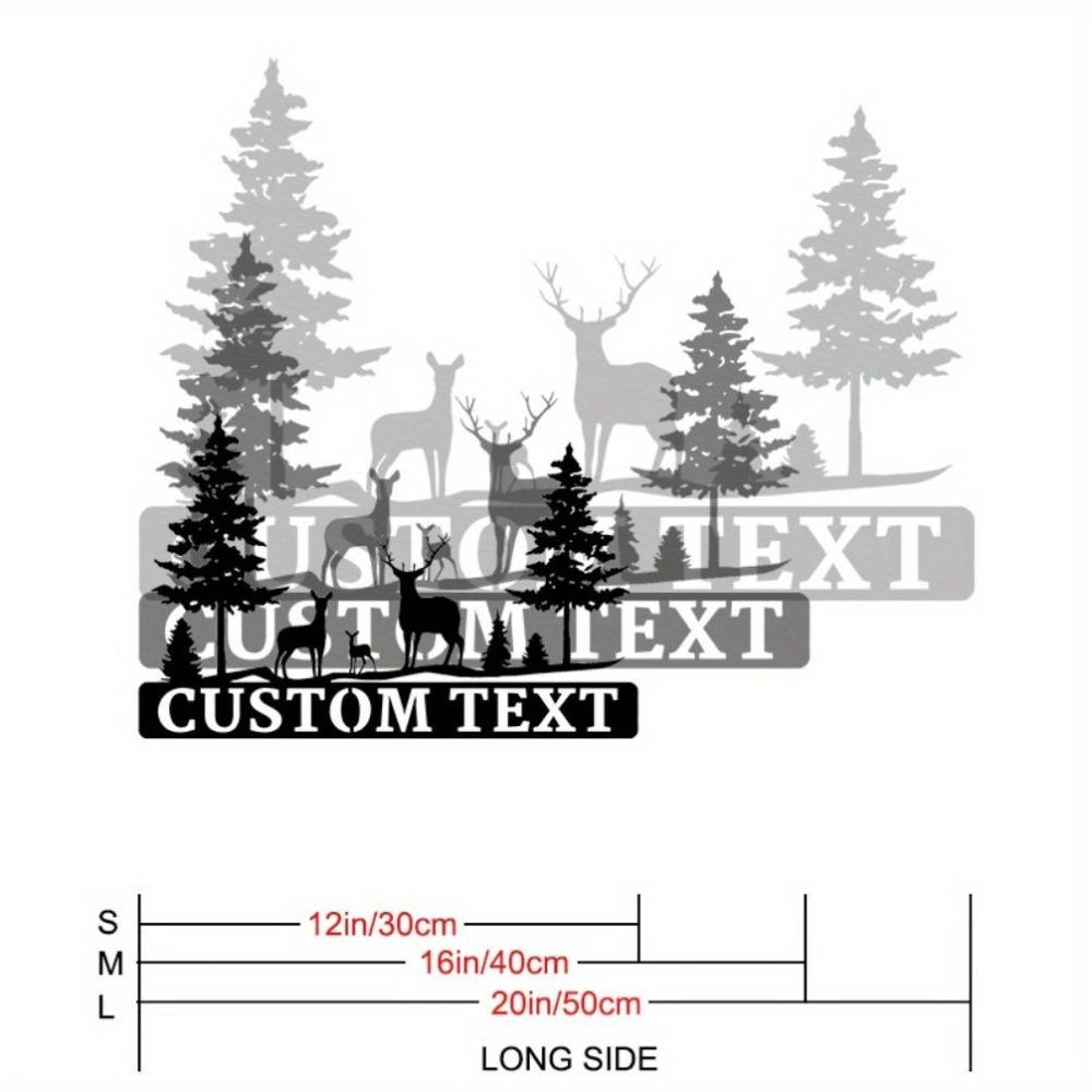 Customizable Metal Deer Clan House Numbers Wall Art, Engraved Woodland Address Sign Home Decor Sculpture