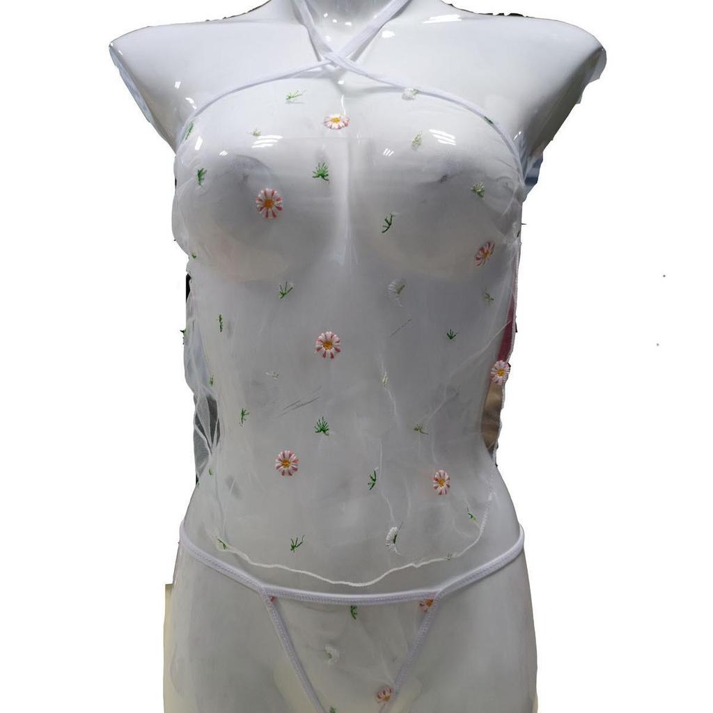 European & American September Sexy Mesh Print Backless Playwear