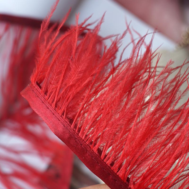 Culoare Pene de Struț Margine Pânză 9-11Cm Rochie Decorațiune Modă Pânză de Pene Cu Franjuri Accesorii Îmbrăcăminte