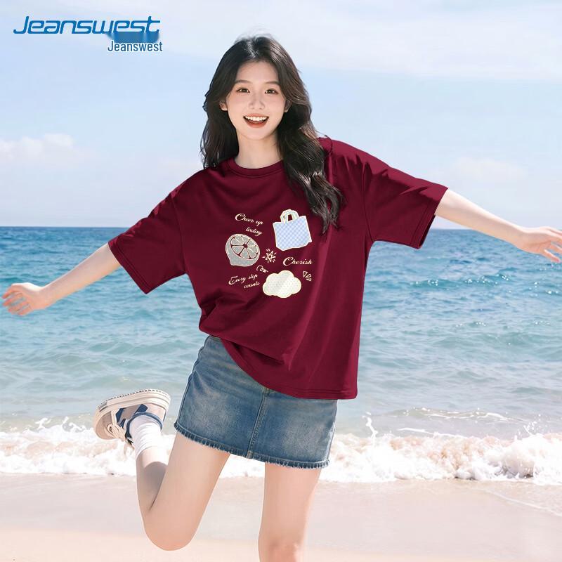 Jeanswest Women's Pure Cotton Printed Short Sleeve T-Shirt