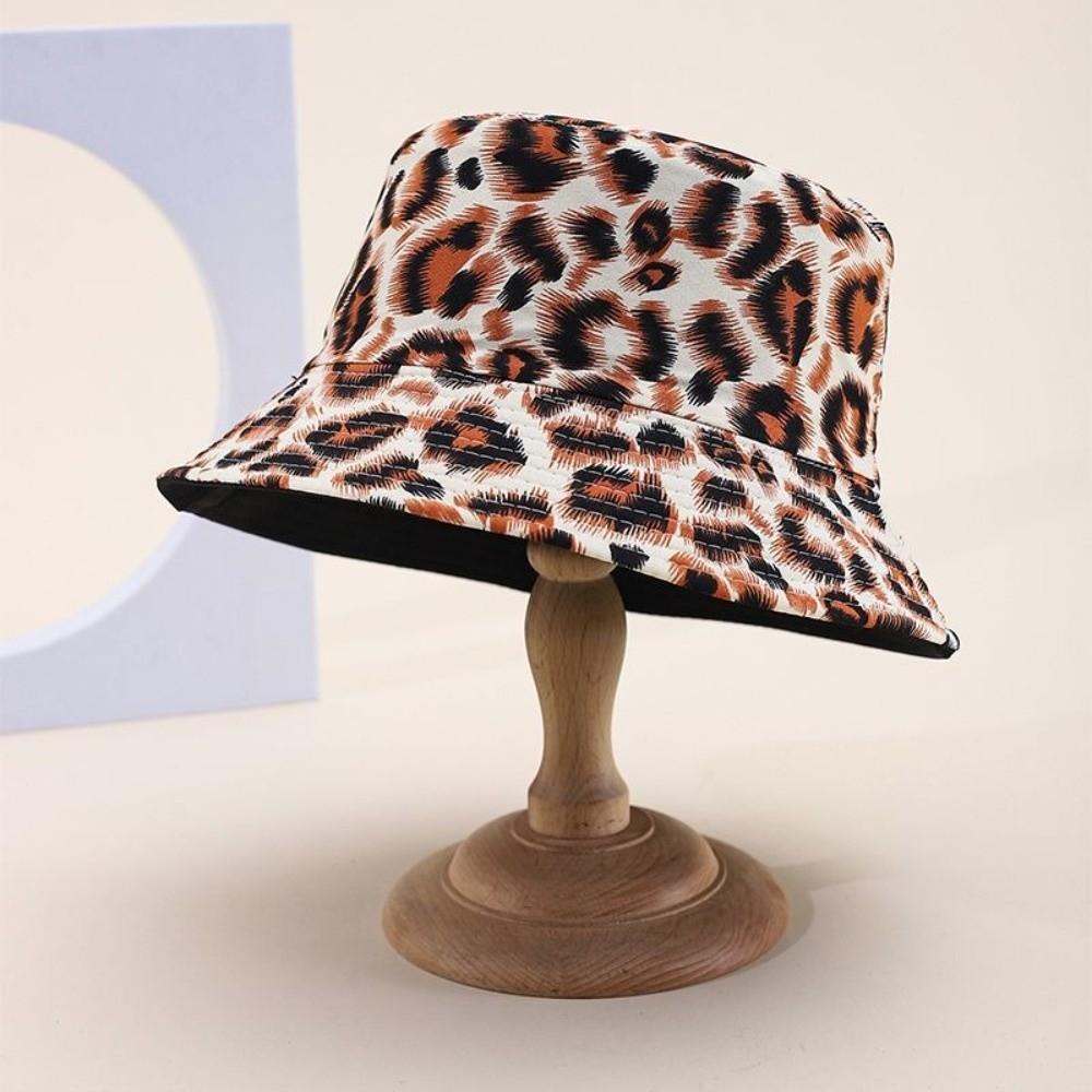 Bucket Style Basin Hat Leopard Patterned Fisherman Hat Beach Sun Protect Hat  Outdoor Travel