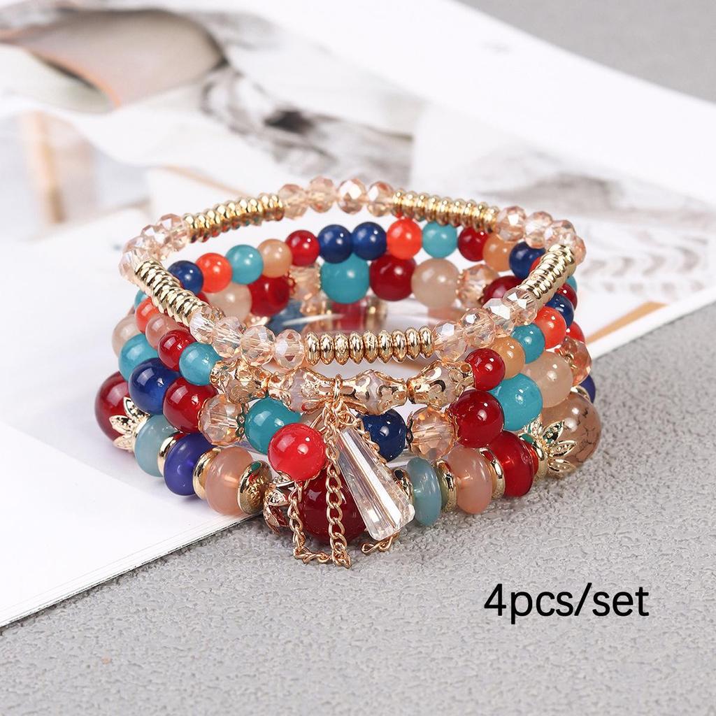 Bohemian Multilayer Beaded Wings Bracelet with Niche Design