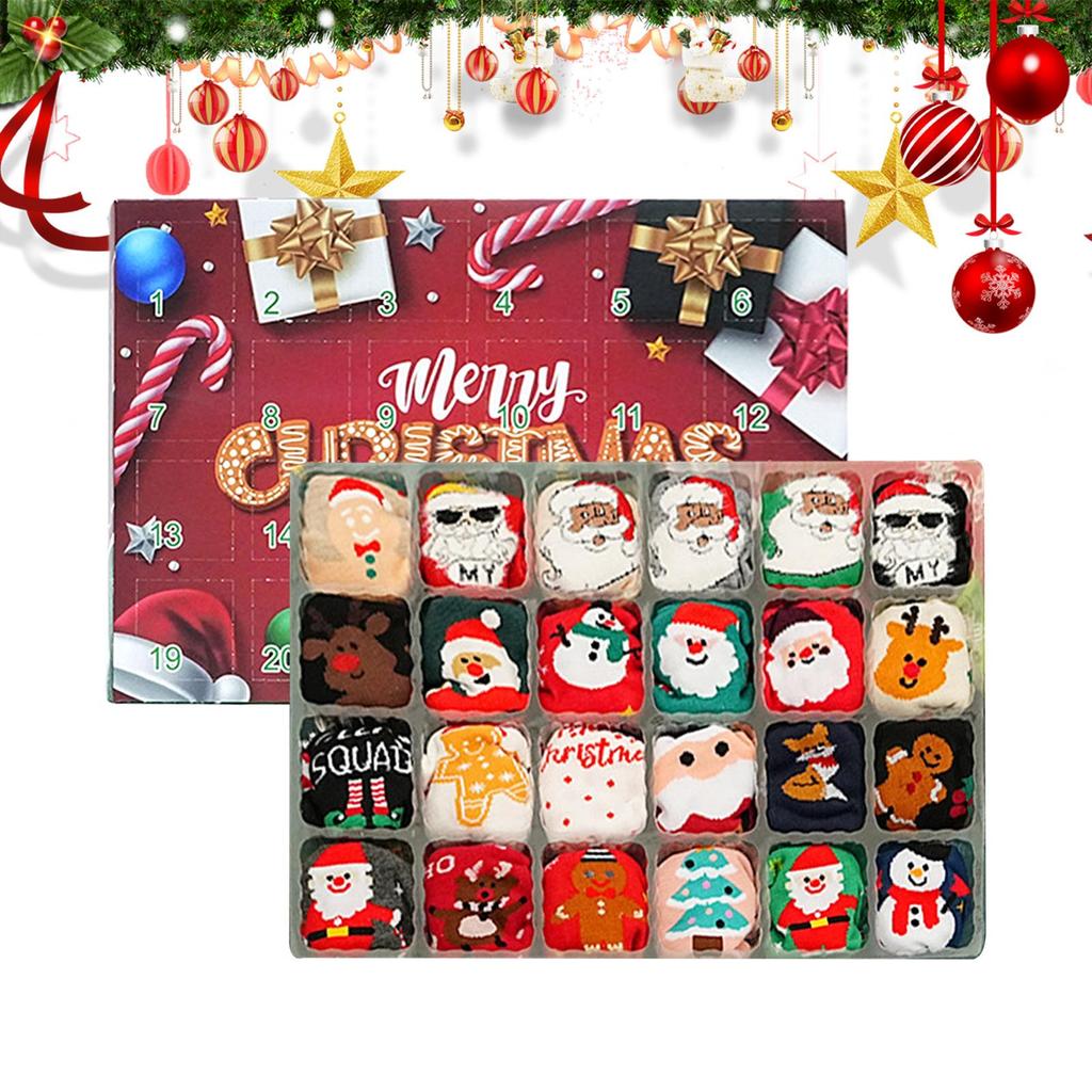 2026 Christmas Cotton Socks Countdown Calendar Funny Snowmen Socks Advent Calendar Kit For Adults Advent Box Holiday Gift