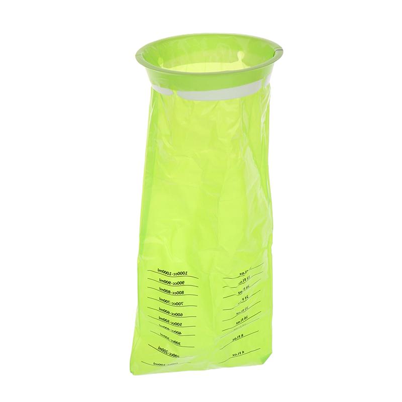 1/5/10Pcs 1000Ml Clean Eco-Friendly Plastic Bag Disposable Travel Car Airplane Motion Sickness Nausea Vomit Cleaning Bag 1Pcs зелёный