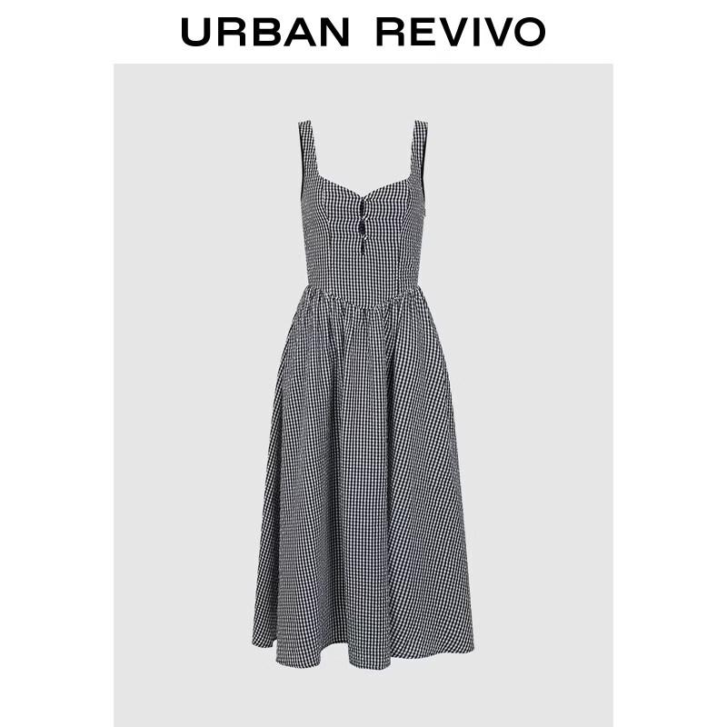 UR Women s Plaid Shirred Slim Dress XS