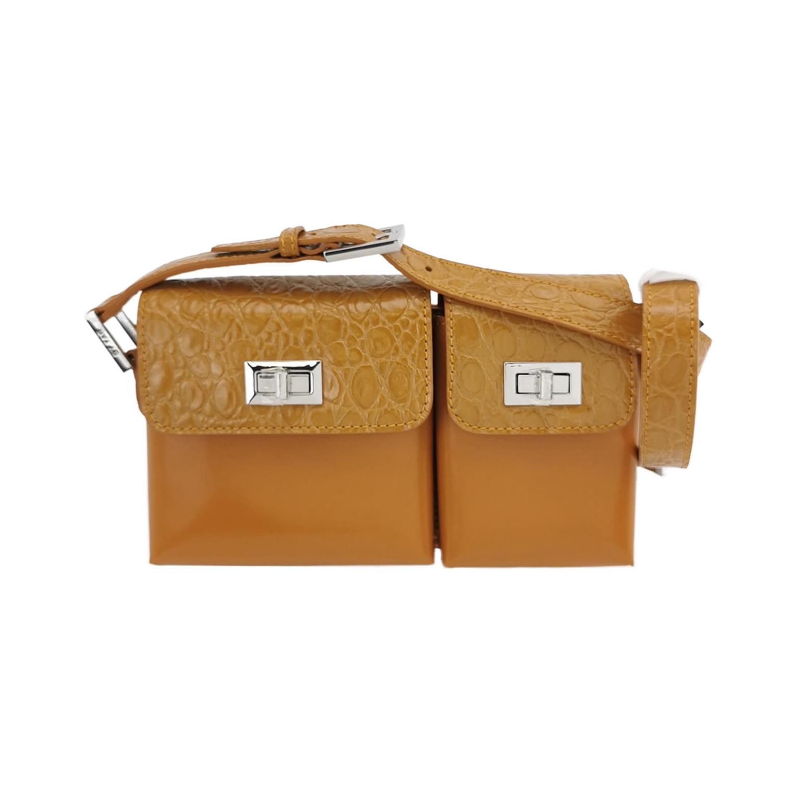 [Pre-Owned] Croco Embossed Leather Turn-Lock Tote Bag - Excellent #N4666S ONE SIZE