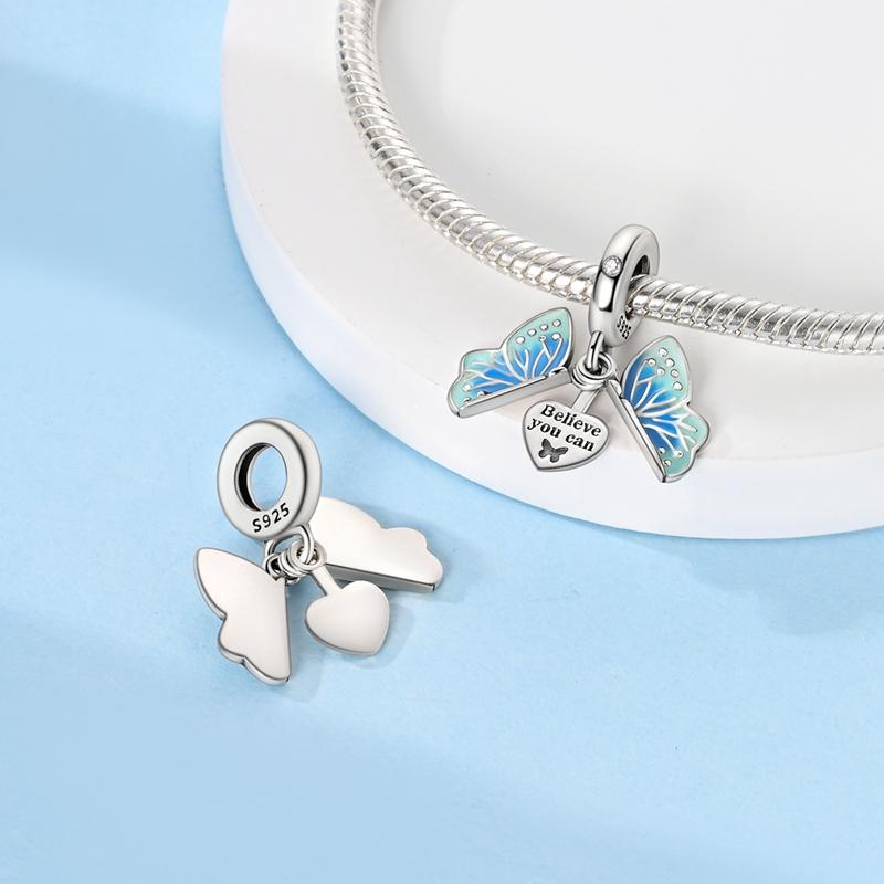 Original Copper Stylish Charms Beads Colorful Butterfly Pendants For Women Girls Fashion Bracelet Necklace Making Gifts