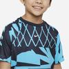 Nike Dri-FIT Multi-Logo Print Crew Neck Short Sleeve T-Shirt Kids Tops Blue FB1287-468