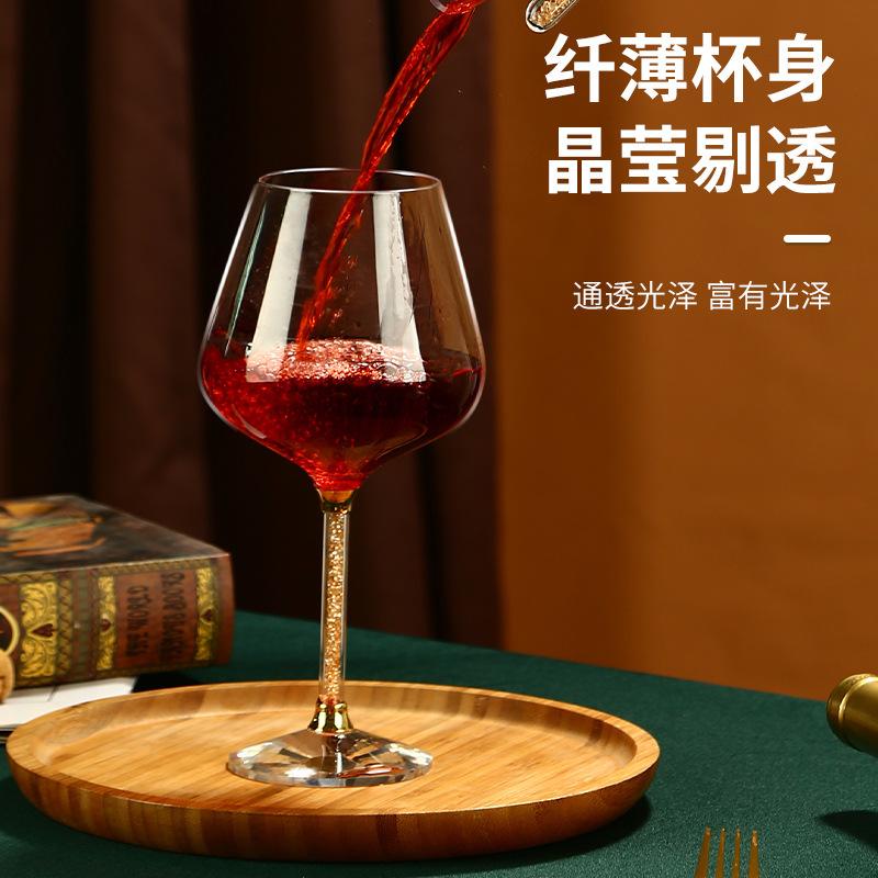 6Pcs High-grade Gold Light Luxury Red Wine  Holder Set, Rotating Tumbler Decanter, Crystal Glass Wine Glass.