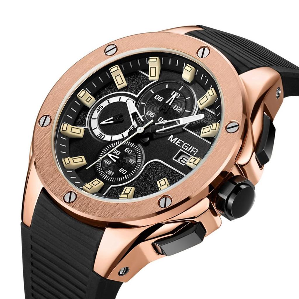 Megir Menn Sport Klokke Vanntett Lysende Kronograf Quartz Army Military Watches Klokke Menn