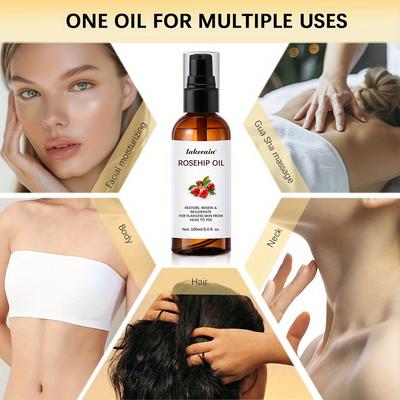 Rose Seed Oil Soothing Skin Refreshing and Gentle Hydrating Essence Oil, 100ml