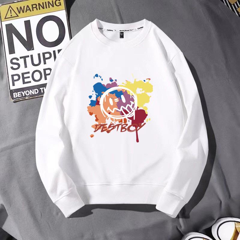 Men's 2023 Trendy Sports Hoodie, Loose Fit, Plus Size, Round Neck, Printed Autumn/Winter Internet Celebrity Style.