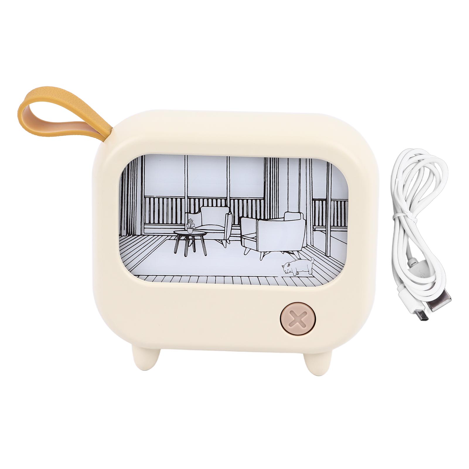 

Light Up Painting Night Light TV Shaped 2 Lighting Modes USB Rechargeable Portable Table Bedside жёлтый