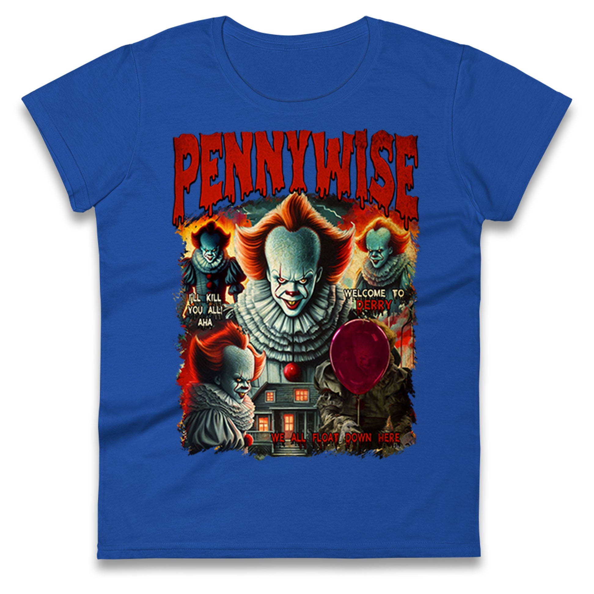 The Clown Pennywise Halloween Bootleg Womens T Shirt Mens Tops Tees Unisex S