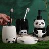4pcs Creative Panda Ceramic Lotion Bottle Soap Dish Mouthwash Cup Ceramic Cartoon Bathroom Kit Modern Bathroom Accessories