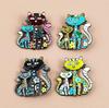 Creative Cartoon Cat & Flower Brooch - Cute Drip Oil Animal Badge & Alloy Ornament