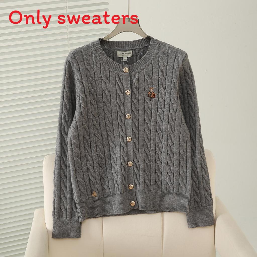 College Style Knit Sweater Cardigan For Women With Embroidery In Autumn Winter