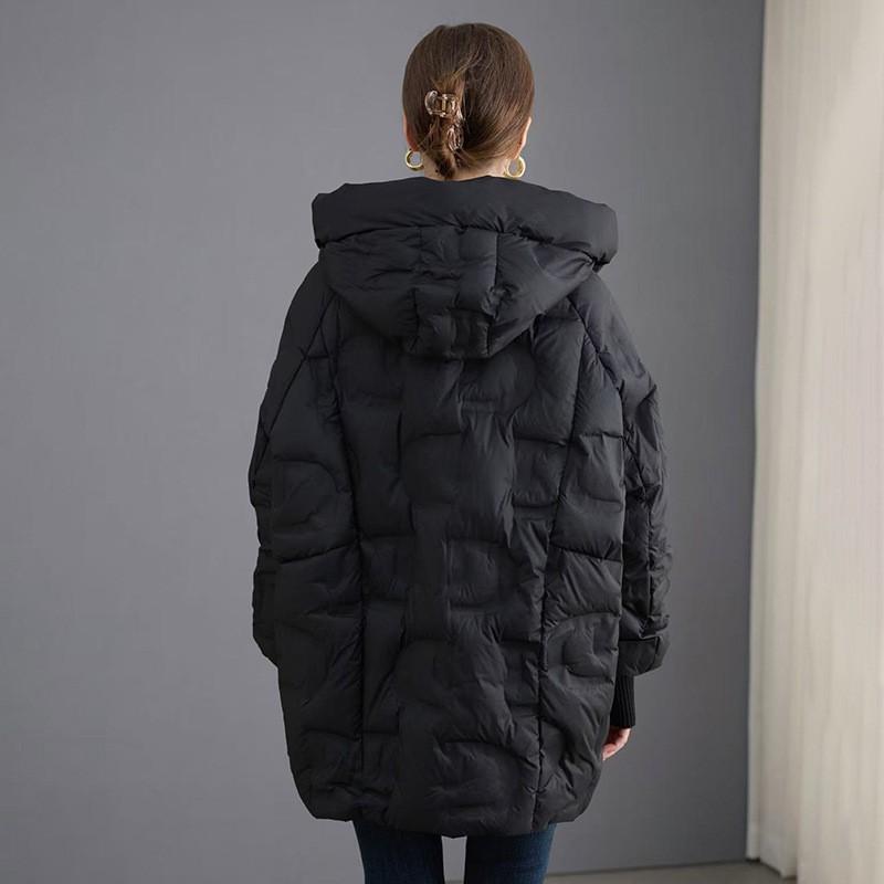 Womens Oversized Hooded Down Jacket Winter Warm Coat 50% Duck Fill Loose Fit Mid-Length Cold Weather