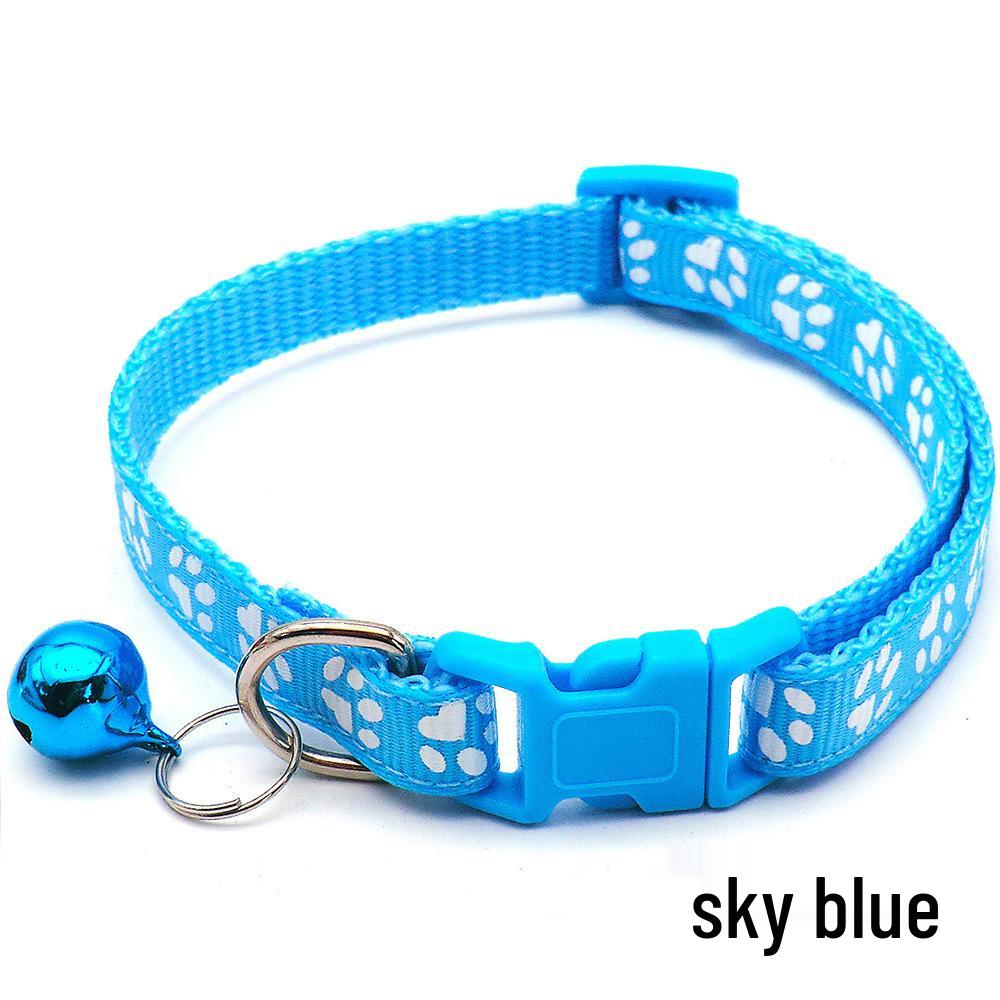 Adjustable Safety Pet Collar with Bell and Dog Paw Pattern for Cats & Dogs