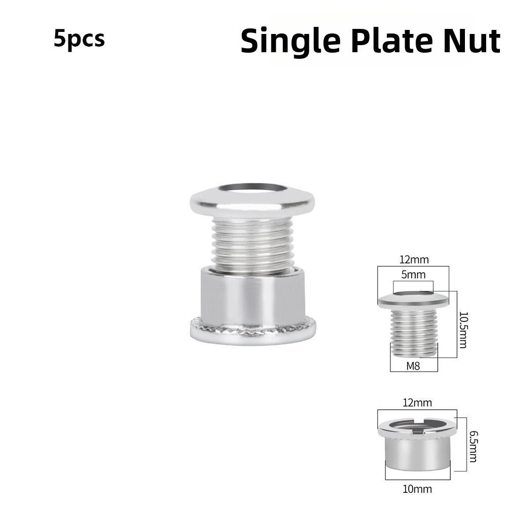 5pcs 6.5mm/8.5mm\ M8 Nuts Silver MTB Road Bike Crankset Fixing Part for Single Double Chainring