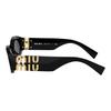 MIU MIU Logo-Embellished Oval Sunglasses for Women In Black (Prescription Available)
