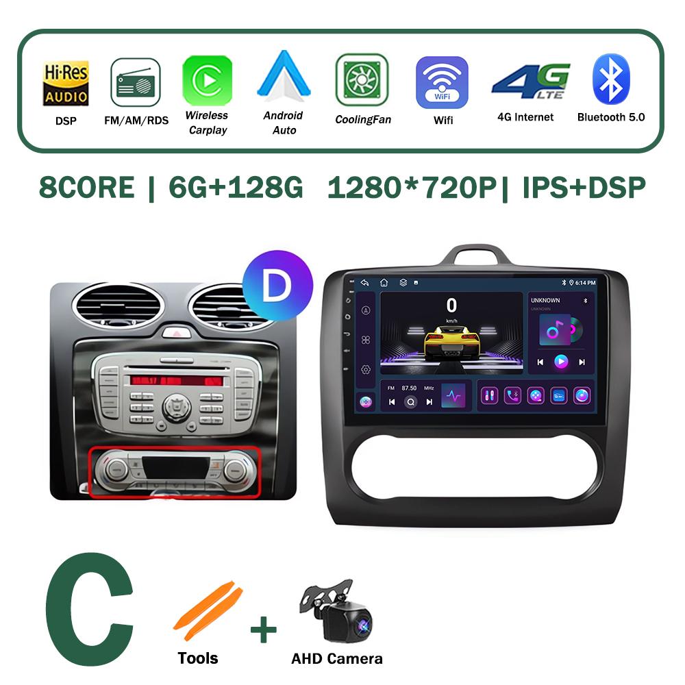 XSW3 9 Inch Wireless CarPlay Android Auto Radio for Ford Focus 2 Mk2 2004 - 2011 Car Multimedia Video Stereo Player GPS WIFI