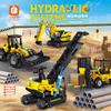 Hydraulisch angetriebenes Ingenieurfahrzeug Bausteine Bagger Bulldozer Gabelstapler Wissenschaft Pädagogisches Montage Spielzeug Jungen Geschenk