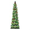 Ceramic Christmas Trees, Pre-Lit Hand-Painted Tabletop Holiday Decoration w/Multicolor Bulbs, LED Lights – Green