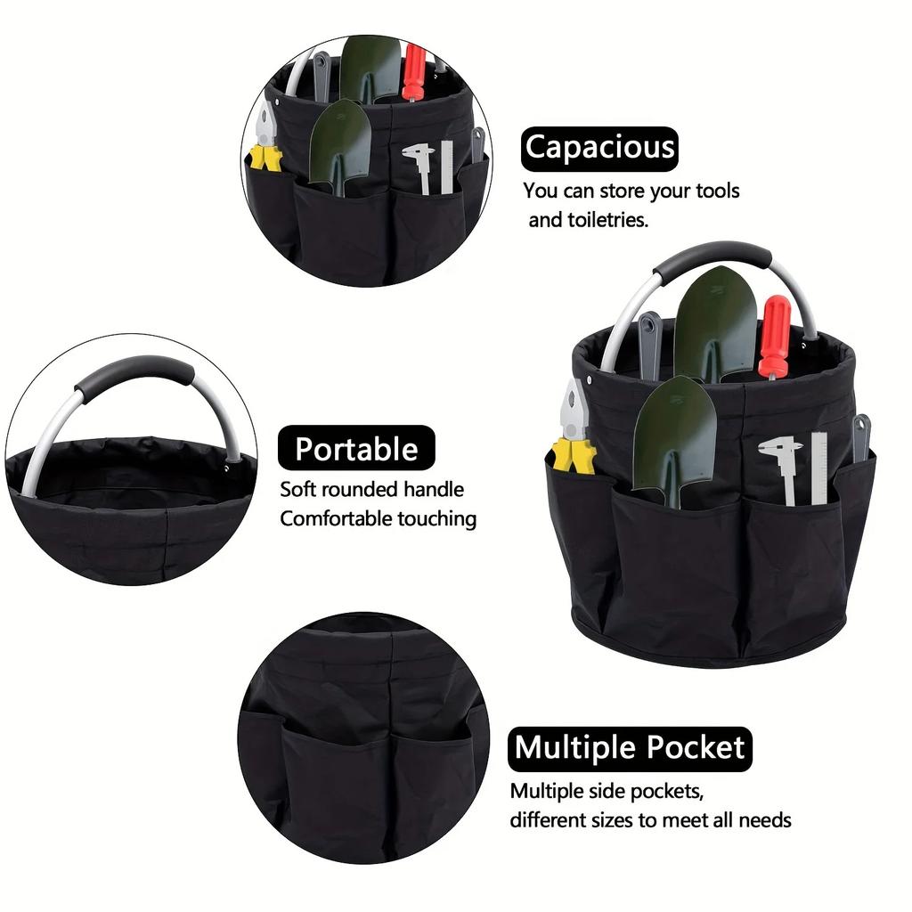 17L Large Storage Organiser Bag Folding Basket Picnic Tote Outdoor Cleaning Caddy with Handle Tool Bag Cleaning Supplies